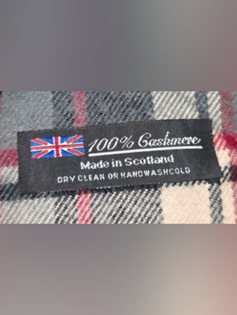 100% CASHMERE LONG SCARF TARTAN MADE IN SCOTLAND IMMACULATE